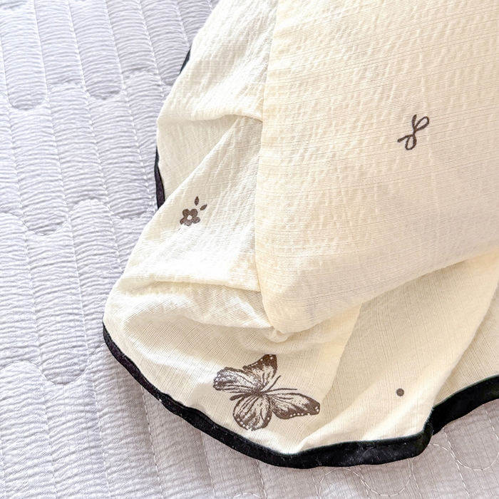 91家纺网 家纺一手货源 找家纺 韩约家纺 2026春夏新款皱皱纱床盖款夏被夏凉被空调被四件套 梦蝶