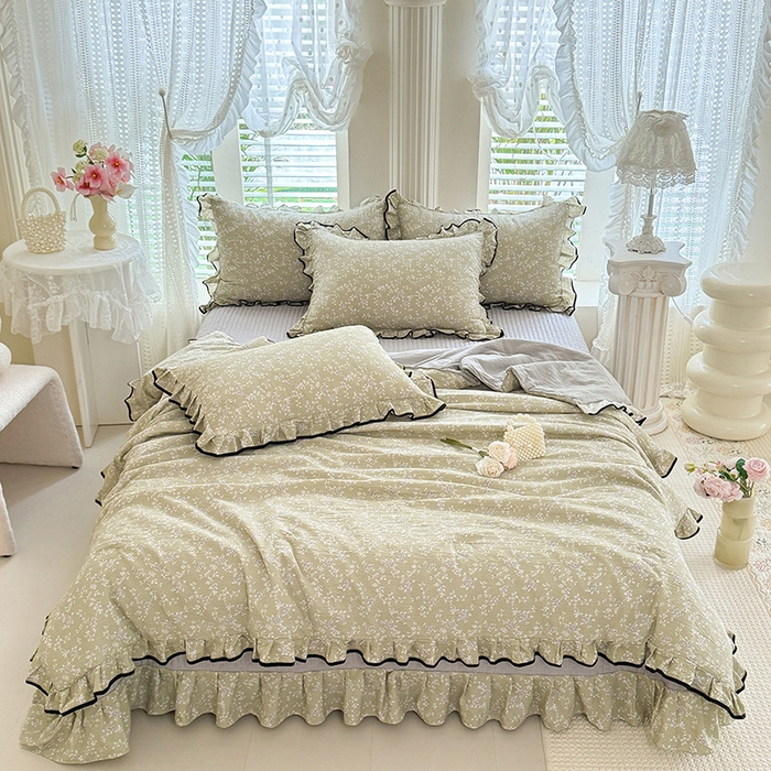 91家纺网 家纺一手货源 找家纺 韩约家纺 2026春夏新款皱皱纱床盖款夏被夏凉被空调被四件套 花海