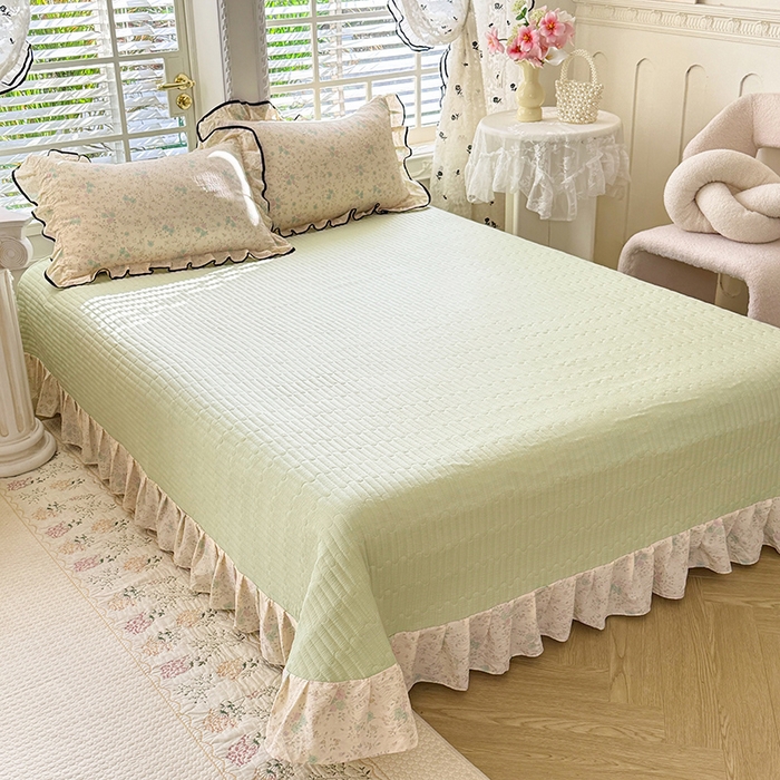 91家纺网 家纺一手货源 找家纺 韩约家纺 2026春夏新款皱皱纱床盖款夏被夏凉被空调被四件套 蔷薇花开