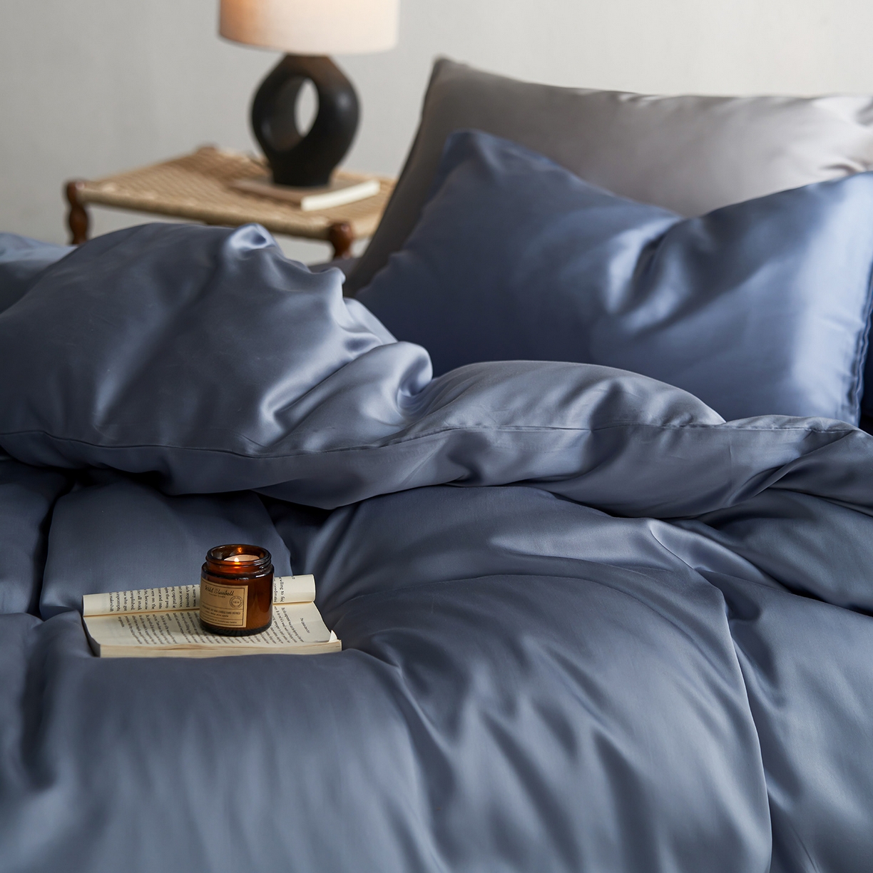 91家纺网 家纺一手货源 找家纺 轩和家居 2026新款60支奥地利兰精天丝四件套 劳伦蓝