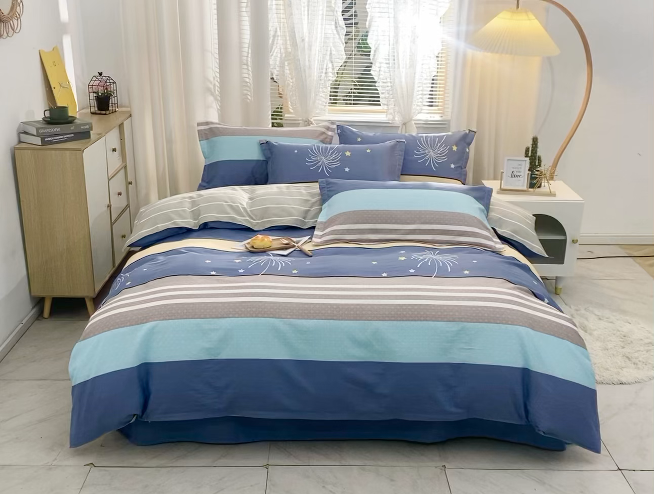 91家纺网 家纺一手货源 找家纺 馨雅家纺 2026新款简欧纯棉印花被套单品被套被套单件 仰望星空