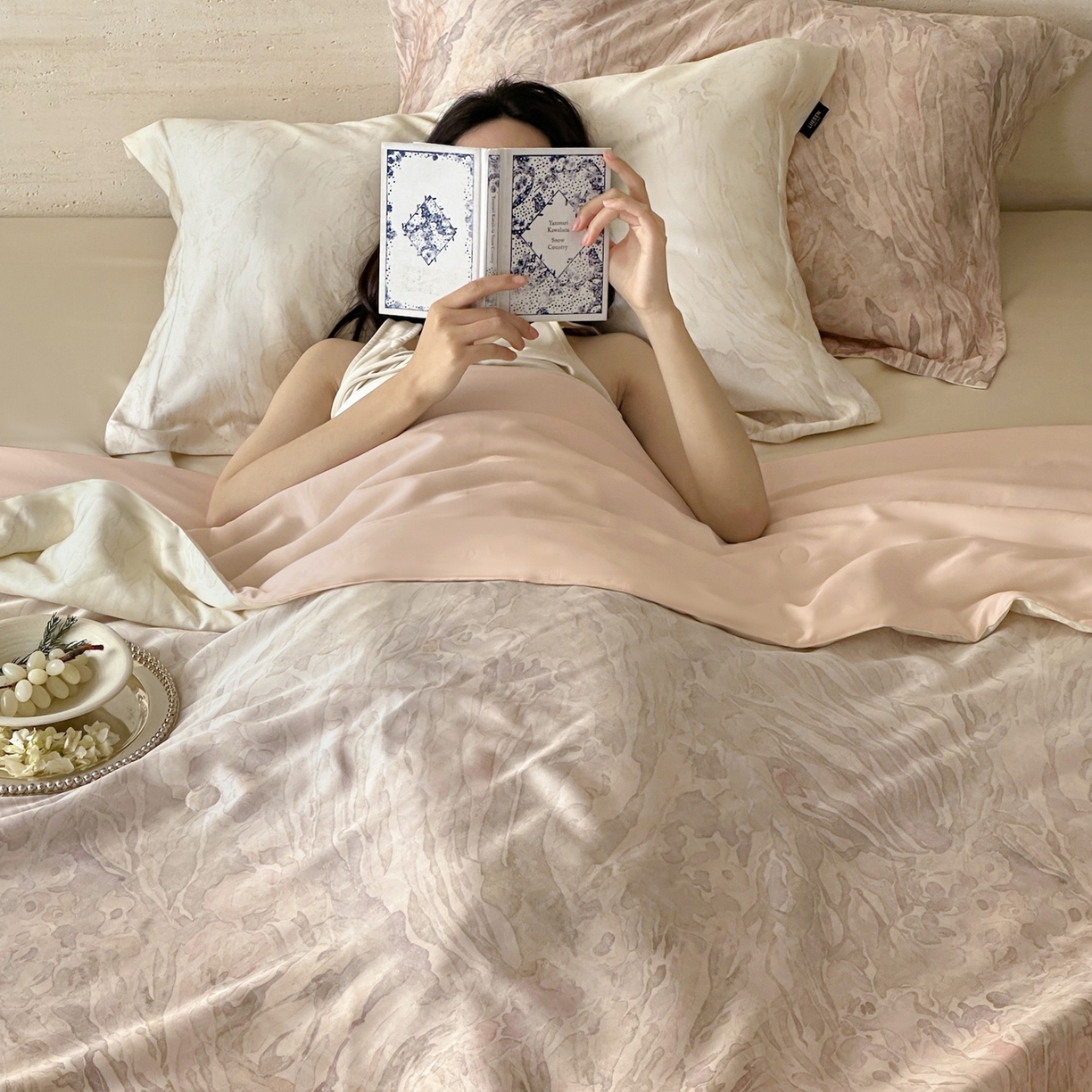 91家纺网 家纺一手货源 找家纺 丽笙被芯 2026新款A类兰精天丝数码印花Naia镂空夏被夏凉被空调被-系列二 星暖-橙