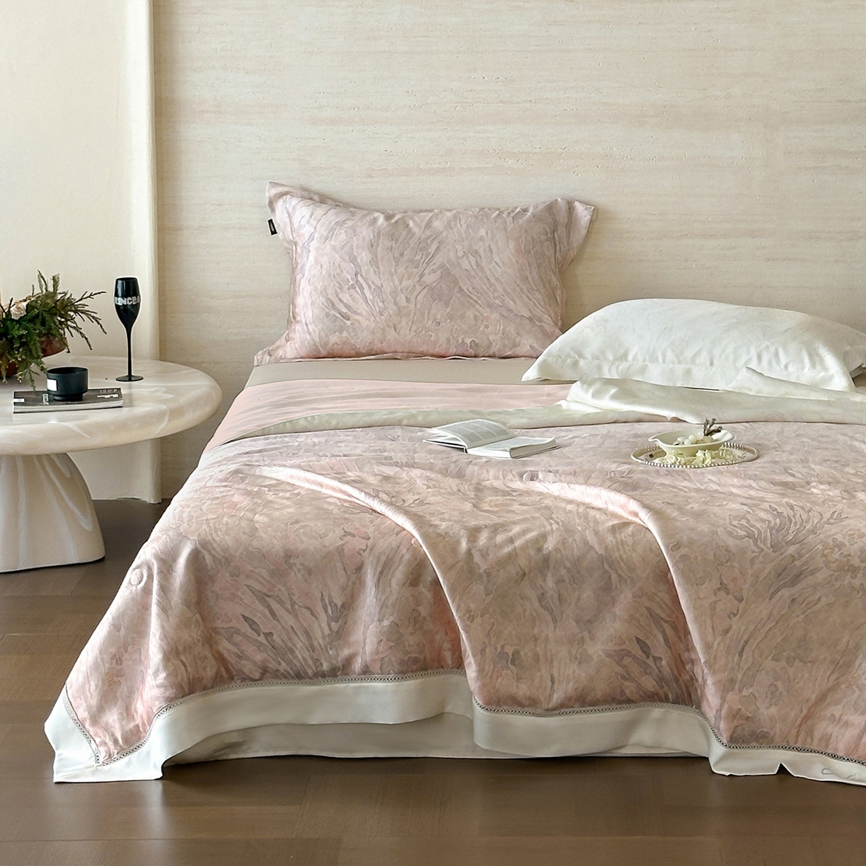 91家纺网 家纺一手货源 找家纺 丽笙被芯 2026新款A类兰精天丝数码印花Naia镂空夏被夏凉被空调被-系列二 星暖-橙