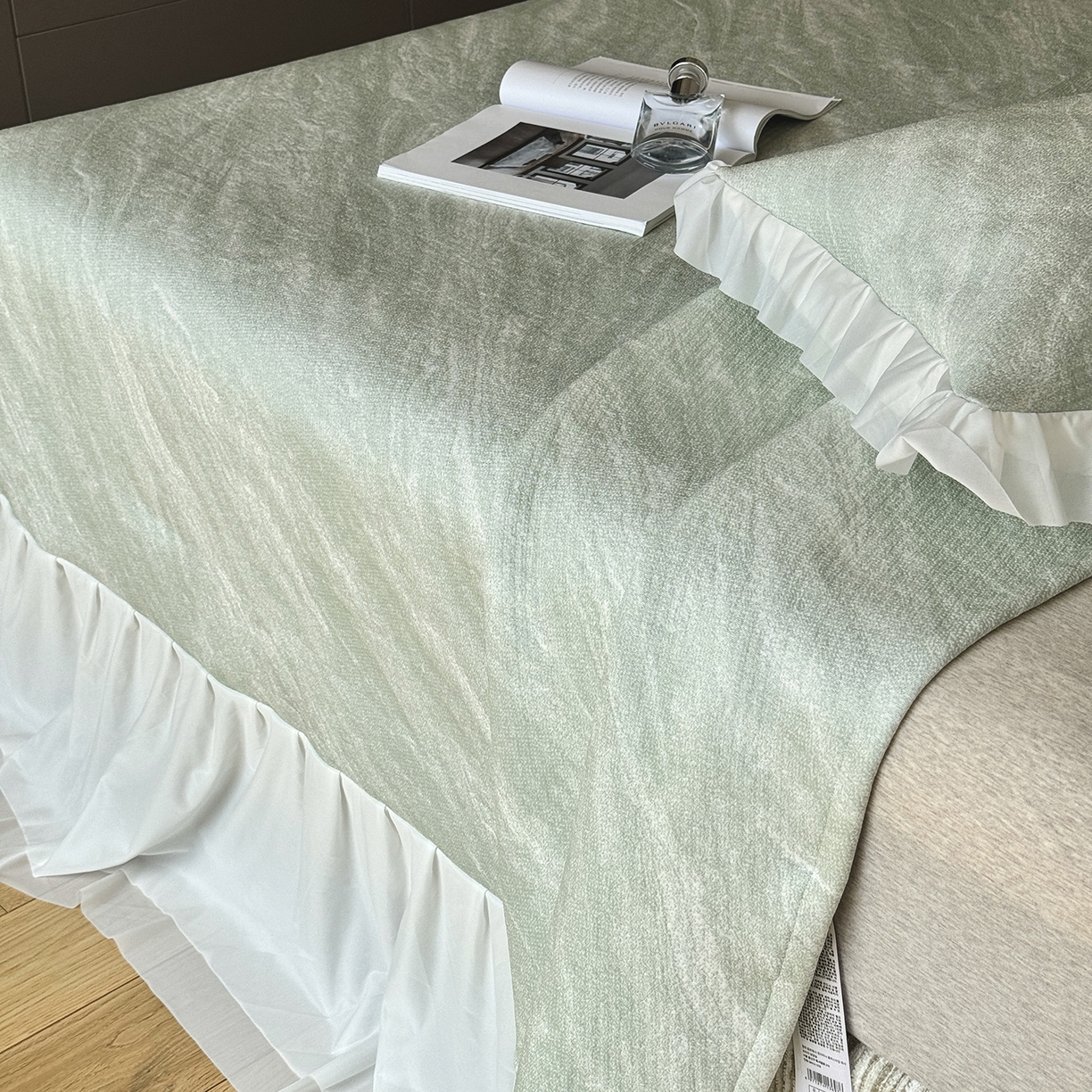 91家纺网 家纺一手货源 找家纺 傲蕾良品 2026新款韩国高分子冰丝软凉席【床裙款】 青纱云纹