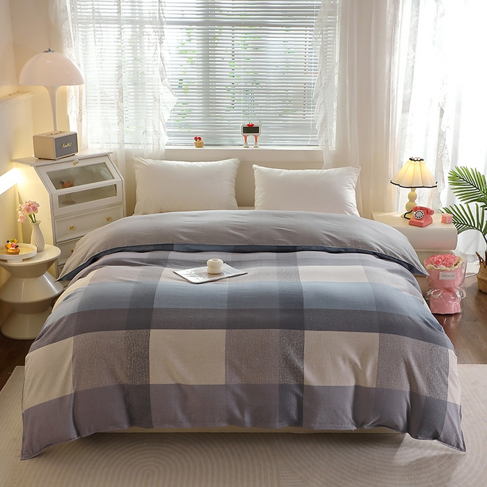 91家纺网 家纺一手货源 找家纺 馨雅家纺 2026新款简欧纯棉印花被套单品被套被套单件 奶昔-蓝