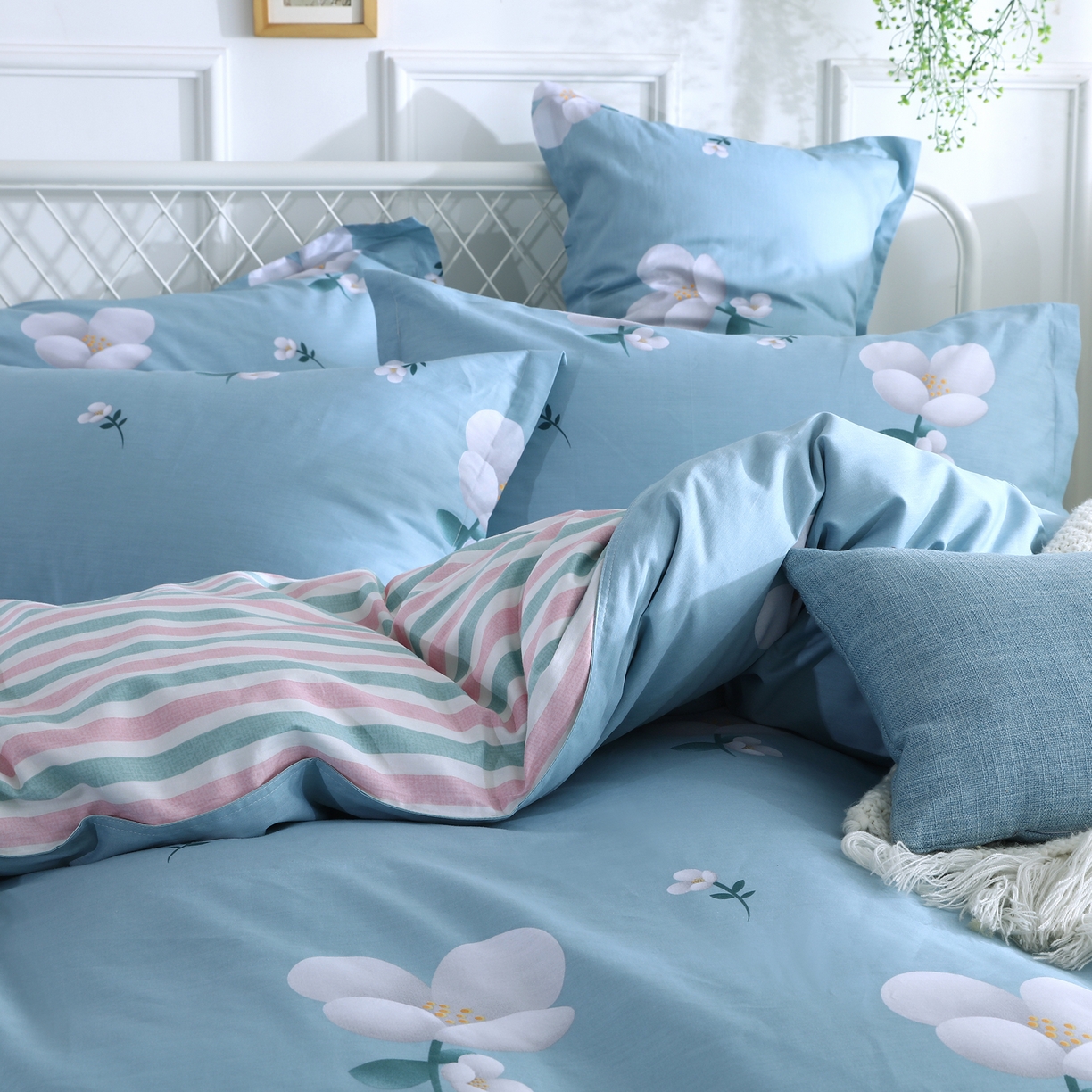 91家纺网 家纺一手货源 找家纺 馨雅家纺 2026新款简欧纯棉印花被套单品被套被套单件 春的气息