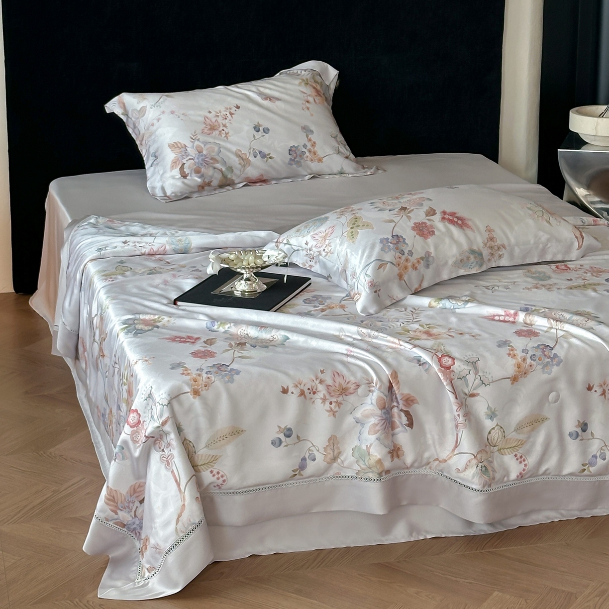 91家纺网 家纺一手货源 找家纺 丽笙被芯 2026新款A类兰精天丝数码印花Naia镂空夏被夏凉被空调被-系列二 韵色