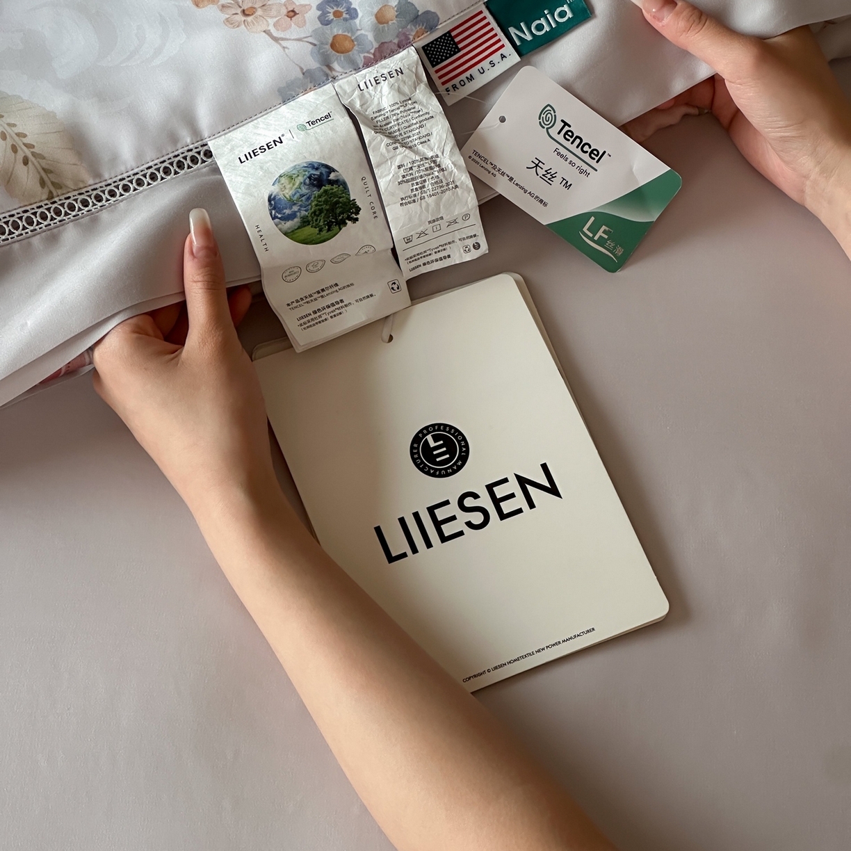 91家纺网 家纺一手货源 找家纺 丽笙被芯 2026新款A类兰精天丝数码印花Naia镂空夏被夏凉被空调被-系列二 韵色