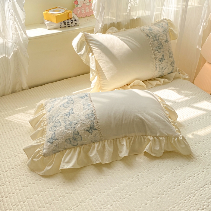91家纺网 家纺一手货源 找家纺 蝶帕家纺 2026新款水洗棉剪花流苏夹棉床盖款夏被夏凉被空调被四件套-古韵蝶恋 古韵蝶恋-兰