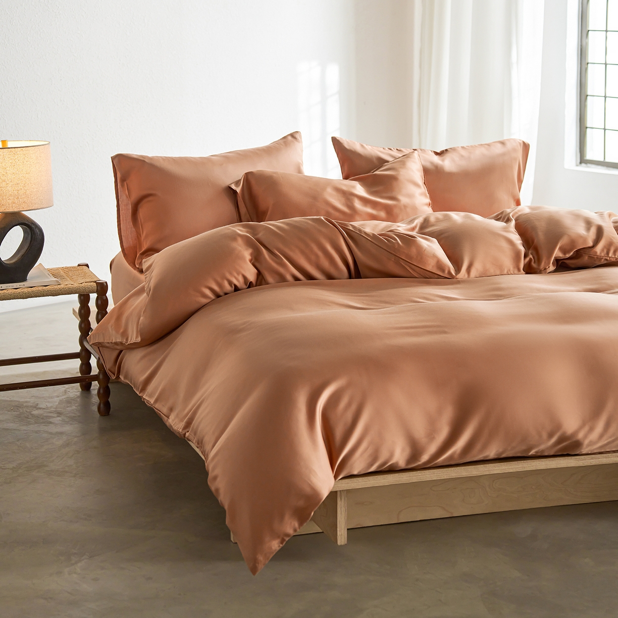 91家纺网 家纺一手货源 找家纺 轩和家居 2026新款60支奥地利兰精天丝四件套 拿铁咖