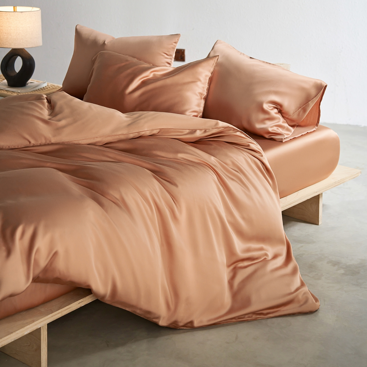 91家纺网 家纺一手货源 找家纺 轩和家居 2026新款60支奥地利兰精天丝四件套 拿铁咖