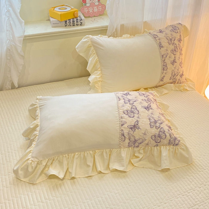 91家纺网 家纺一手货源 找家纺 蝶帕家纺 2026新款水洗棉剪花流苏夹棉床盖款夏被夏凉被空调被四件套-古韵蝶恋 古韵蝶恋-紫