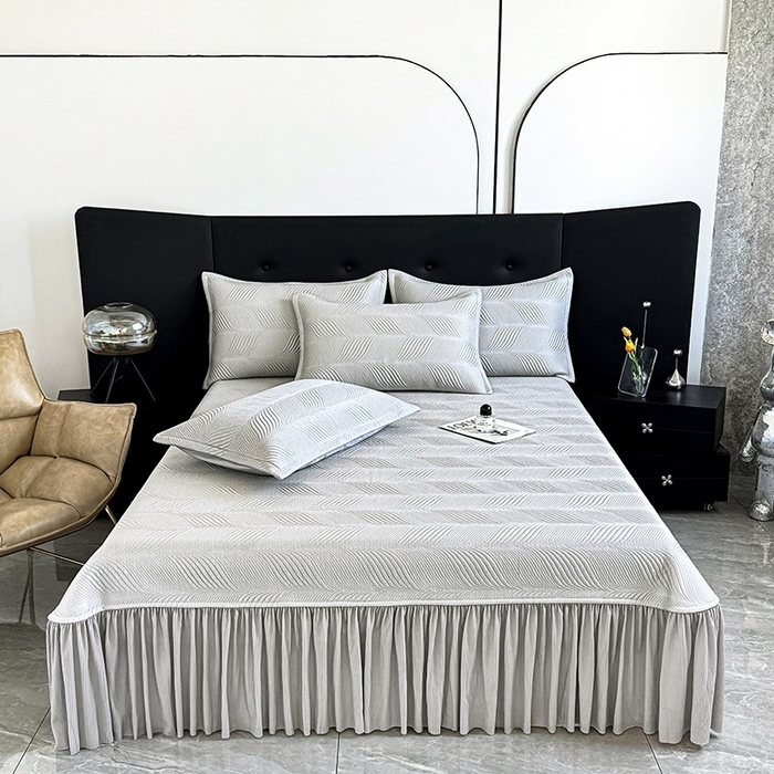 91家纺网 家纺一手货源 找家纺 （总）金绣美居 2026新款高分子PE复合压褶床裙凉席-冰川,冰川-粉色,冰川-灰色,冰川-蓝色,冰川-香槟色