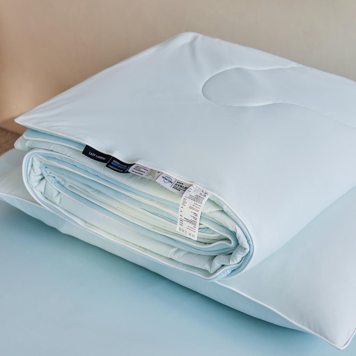 91家纺网 家纺一手货源 找家纺 丽笙被芯 2026新款冷暖深睡控温夏被夏凉被空调被 晨雾蓝