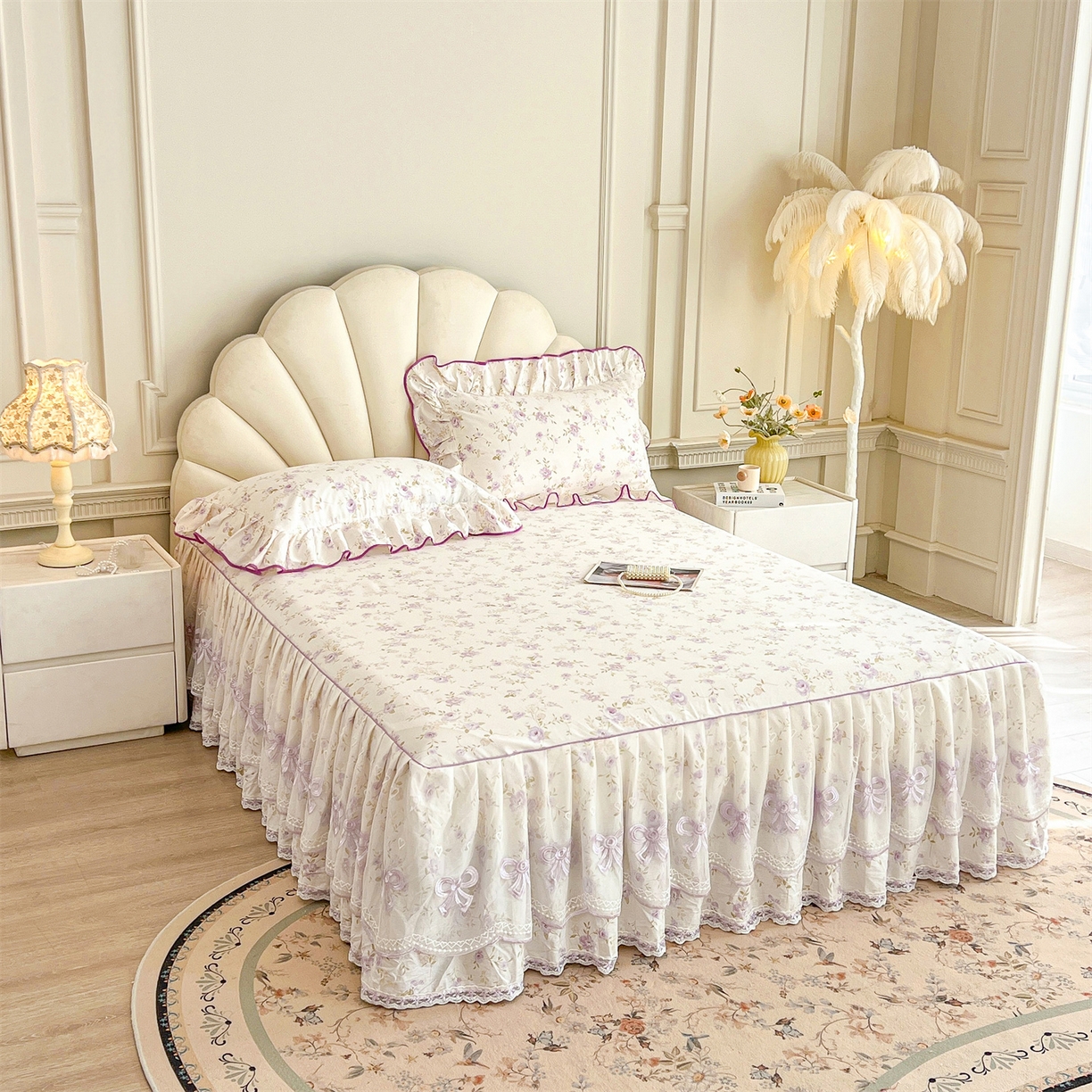 91家纺网 家纺一手货源 找家纺 （总）宜凡家纺 2026新款全棉公主风单层床裙四件套