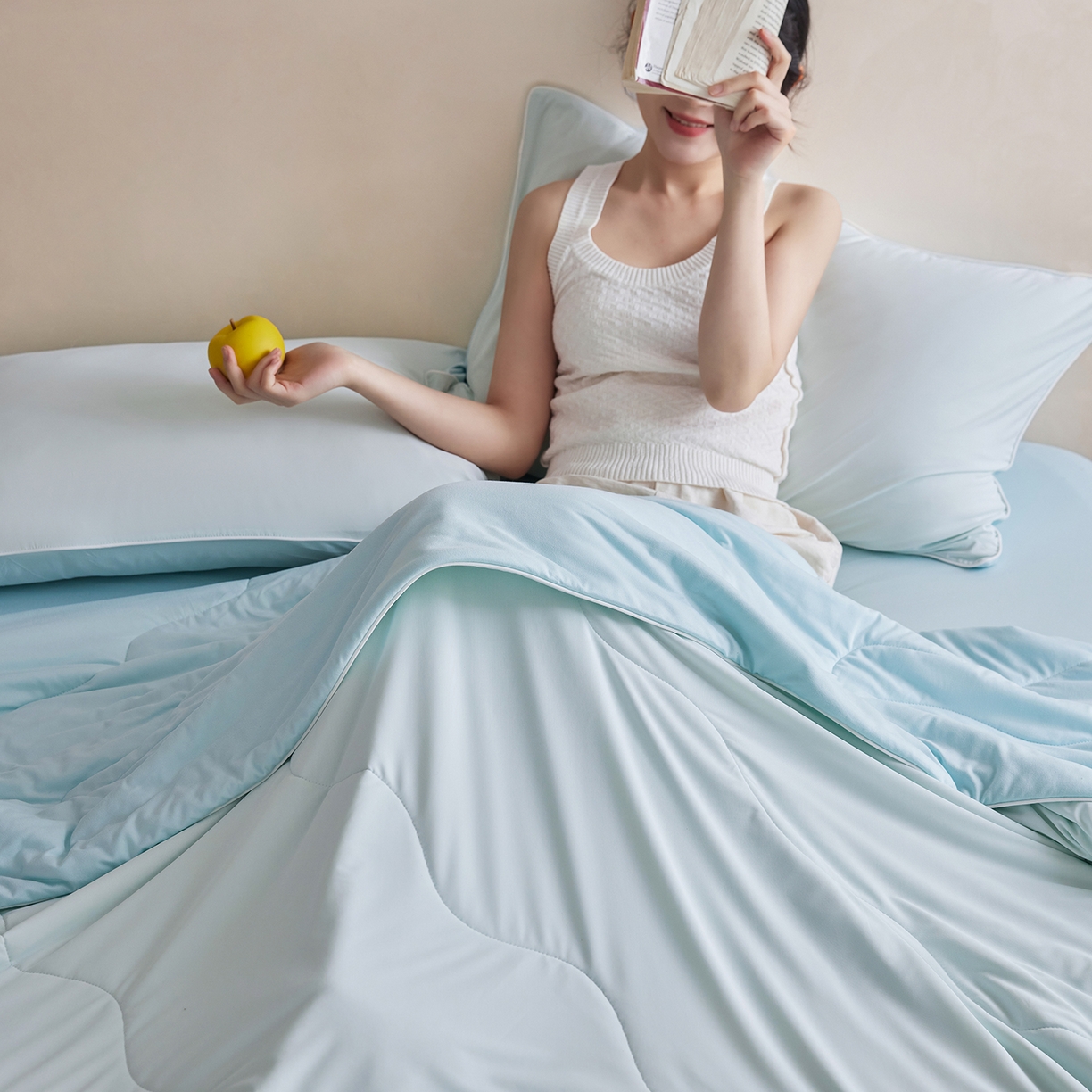 91家纺网 家纺一手货源 找家纺 丽笙被芯 2026新款冷暖深睡控温夏被夏凉被空调被 晨雾蓝