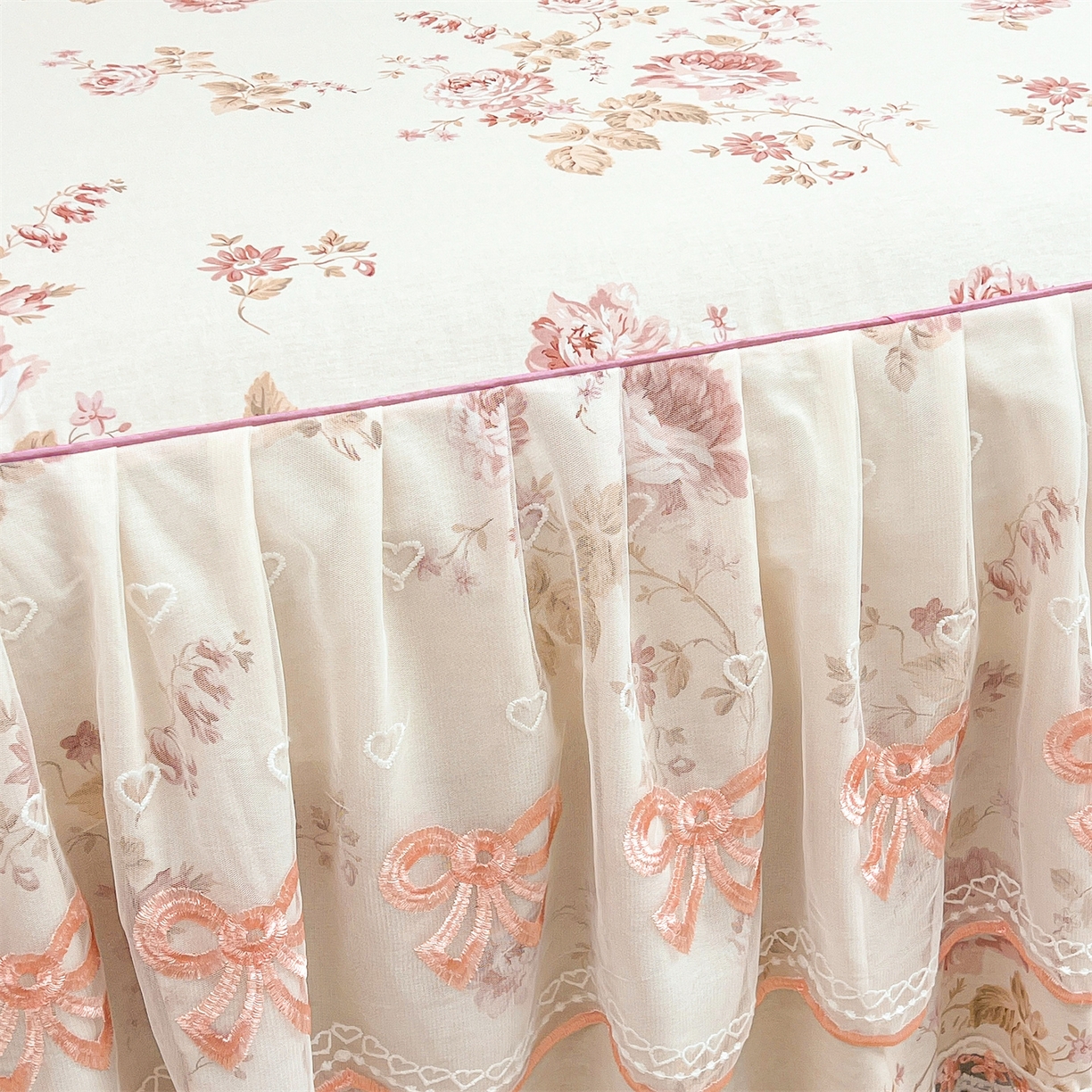 91家纺网 家纺一手货源 找家纺 宜凡家纺 2026新款全棉公主风单层床裙三件套 水苏栀清