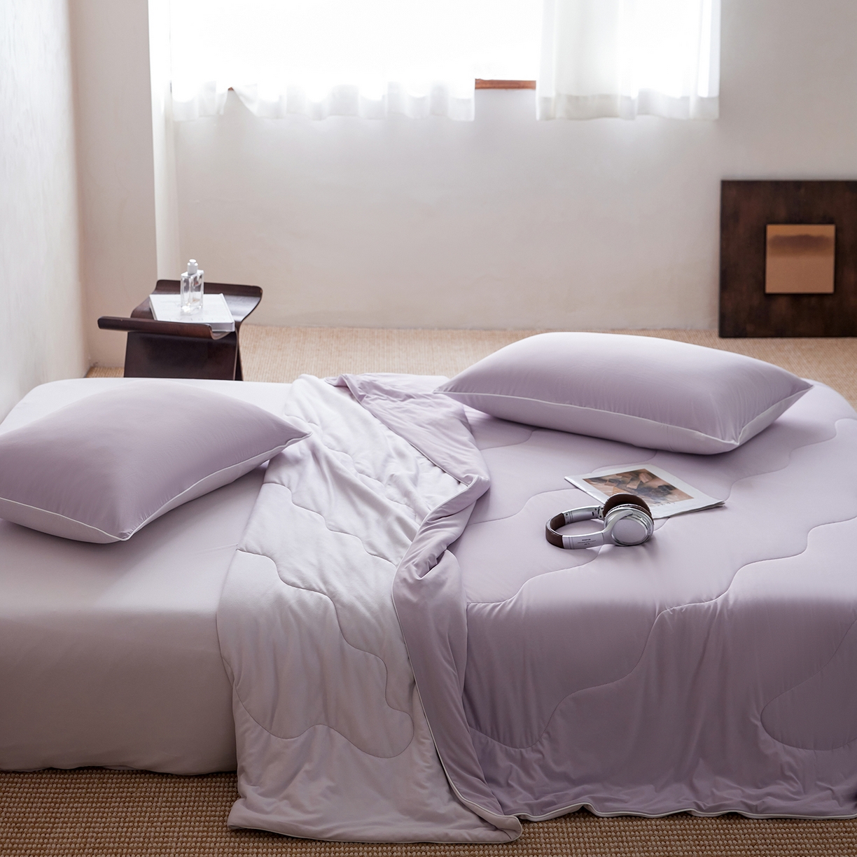 91家纺网 家纺一手货源 找家纺 丽笙被芯 2026新款冷暖深睡控温夏被夏凉被空调被 豆蔻紫