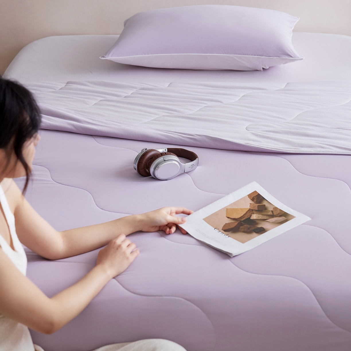 91家纺网 家纺一手货源 找家纺 丽笙被芯 2026新款冷暖深睡控温夏被夏凉被空调被 豆蔻紫