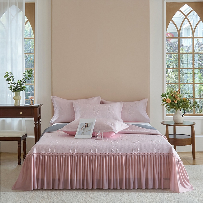 91家纺网 家纺一手货源 找家纺 金绣美居 2026春夏新款PE高分子复合床裙凉席席子空调软席-简沫 简沫-粉色