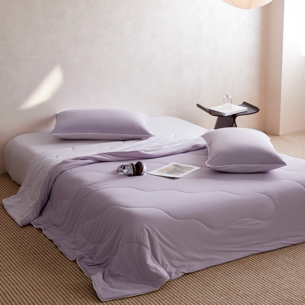 91家纺网 家纺一手货源 找家纺 丽笙被芯 2026新款冷暖深睡控温夏被夏凉被空调被 豆蔻紫