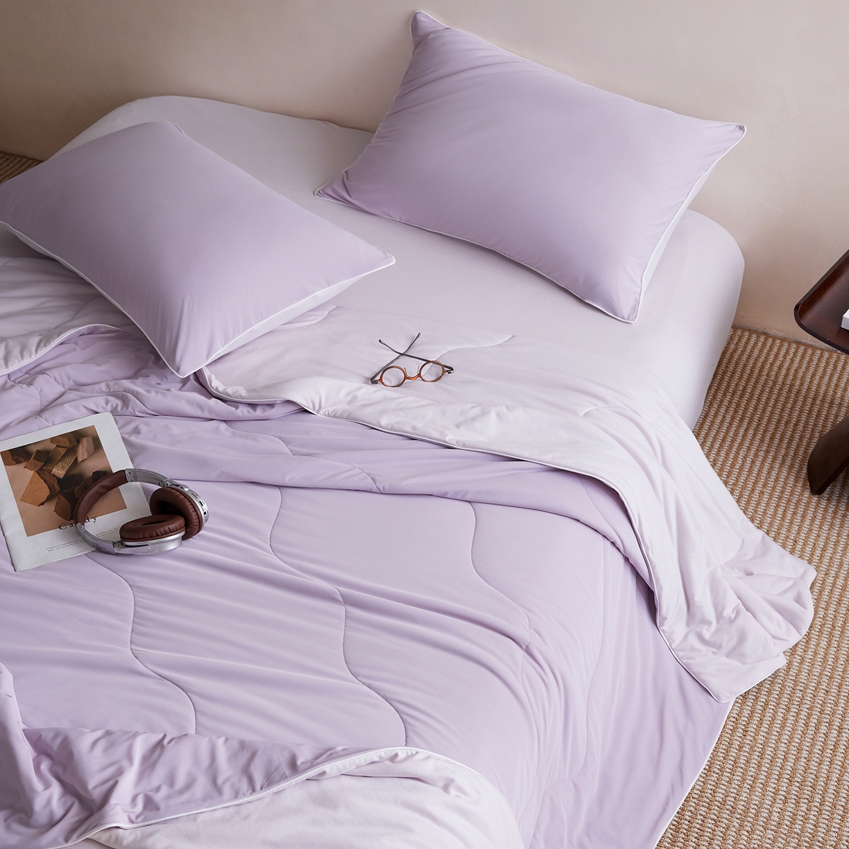 91家纺网 家纺一手货源 找家纺 丽笙被芯 2026新款冷暖深睡控温夏被夏凉被空调被 豆蔻紫