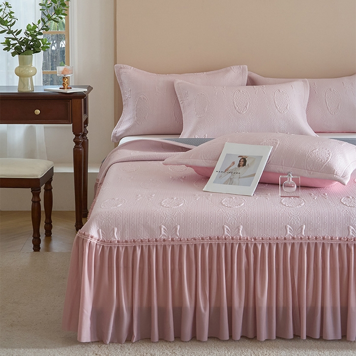 91家纺网 家纺一手货源 找家纺 金绣美居 2026春夏新款PE高分子复合床裙凉席席子空调软席-简沫 简沫-粉色