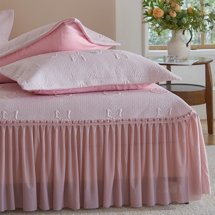 91家纺网 家纺一手货源 找家纺 金绣美居 2026春夏新款PE高分子复合床裙凉席席子空调软席-简沫 简沫-粉色