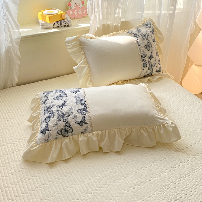 91家纺网 家纺一手货源 找家纺 蝶帕家纺 2026新款水洗棉剪花流苏夹棉床盖款四件套-古韵蝶恋 古韵蝶恋-墨