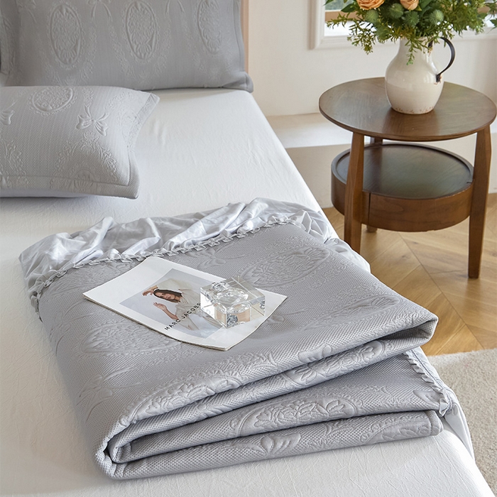 91家纺网 家纺一手货源 找家纺 金绣美居 2026春夏新款PE高分子复合床裙凉席席子空调软席-简沫 简沫-灰色