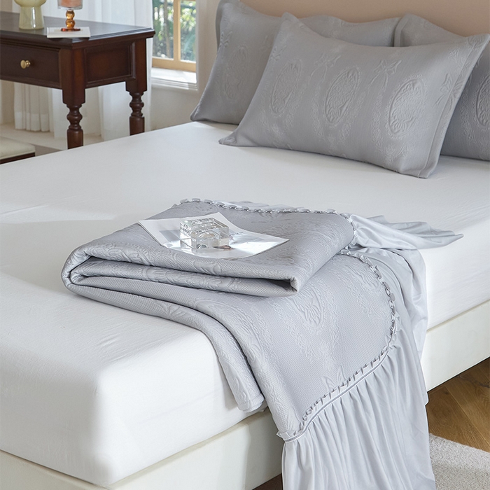 91家纺网 家纺一手货源 找家纺 金绣美居 2026春夏新款PE高分子复合床裙凉席席子空调软席-简沫 简沫-灰色