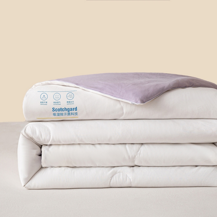 红日子纺织品 2026新款A类水洗棉冰淇淋夏被空调被 紫拼白