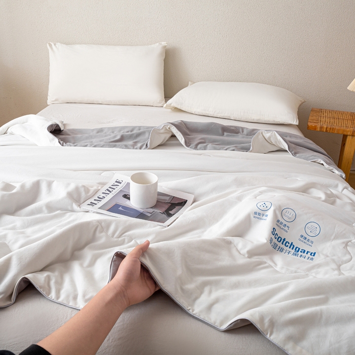 91家纺网 家纺一手货源 找家纺 红日子纺织品 2026新款A类水洗棉冰淇淋夏被空调被 白配灰