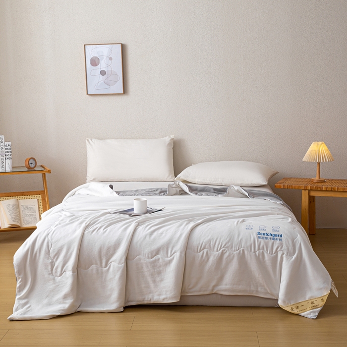 91家纺网 家纺一手货源 找家纺 红日子纺织品 2026新款A类水洗棉冰淇淋夏被空调被 白配灰