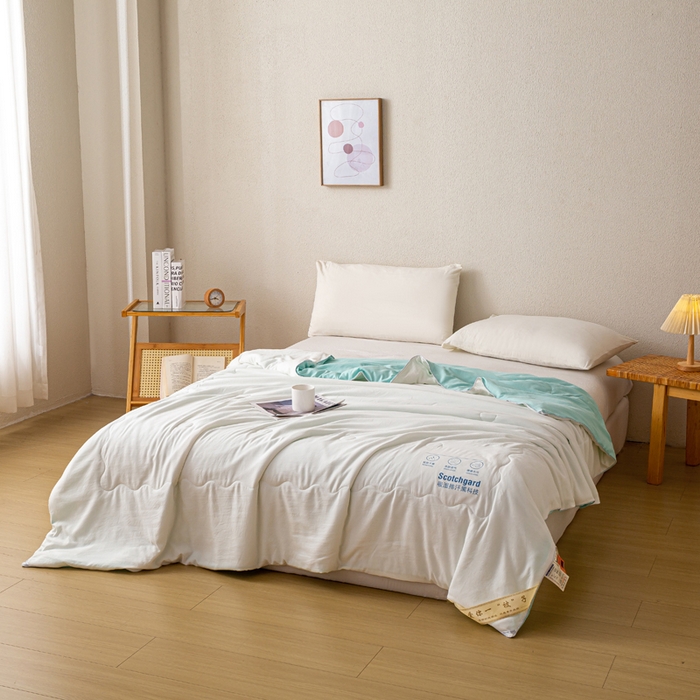 91家纺网 家纺一手货源 找家纺 红日子纺织品 2026新款A类水洗棉冰淇淋夏被空调被 蓝白