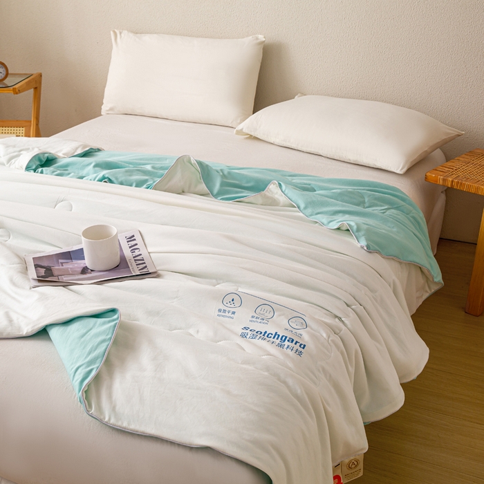 91家纺网 家纺一手货源 找家纺 红日子纺织品 2026新款A类水洗棉冰淇淋夏被空调被 蓝白