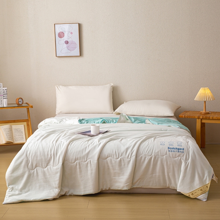 91家纺网 家纺一手货源 找家纺 红日子纺织品 2026新款A类水洗棉冰淇淋夏被空调被 蓝白