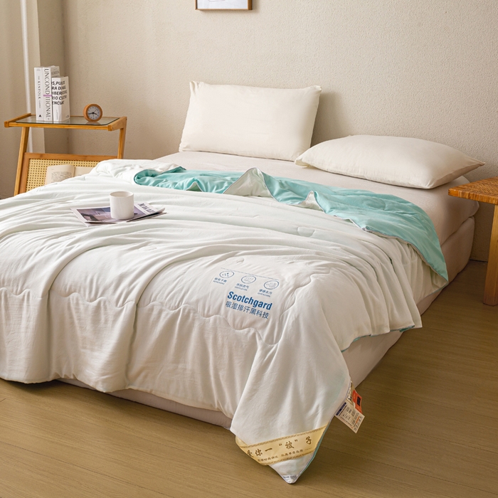 91家纺网 家纺一手货源 找家纺 红日子纺织品 2026新款A类水洗棉冰淇淋夏被空调被 蓝白