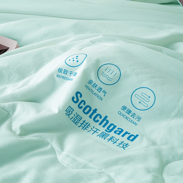 91家纺网 家纺一手货源 找家纺 红日子纺织品 2026新款A类水洗棉冰淇淋夏被空调被 绿拼灰