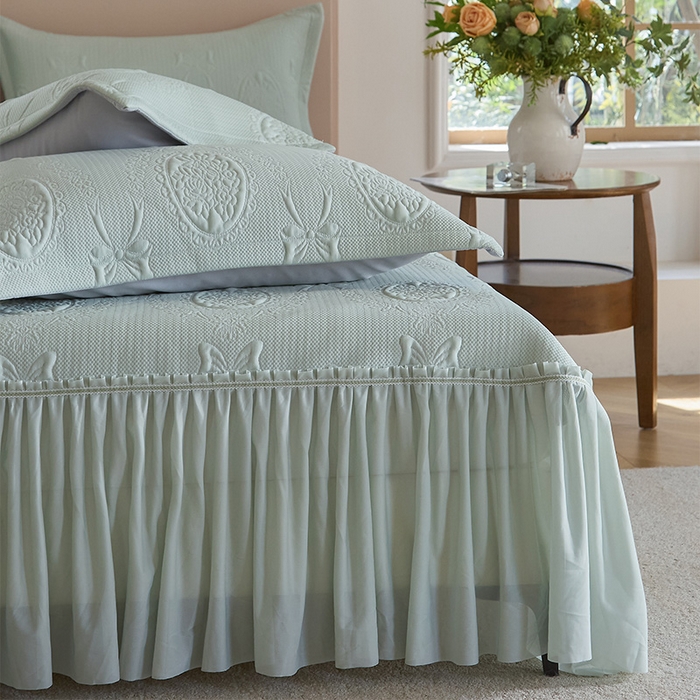 91家纺网 家纺一手货源 找家纺 金绣美居 2026春夏新款PE高分子复合床裙凉席席子空调软席-简沫 简沫-绿色