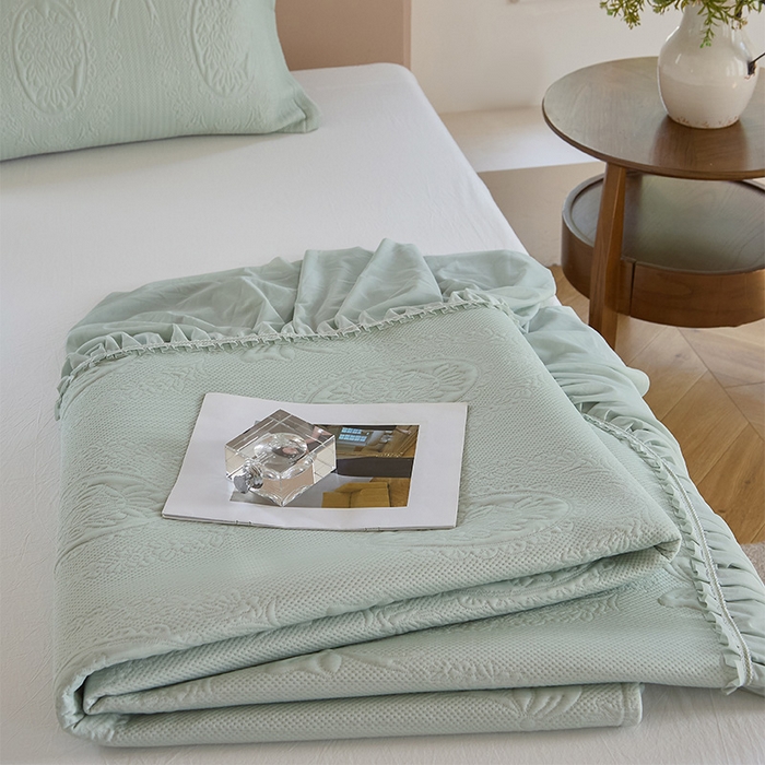 91家纺网 家纺一手货源 找家纺 金绣美居 2026春夏新款PE高分子复合床裙凉席席子空调软席-简沫 简沫-绿色