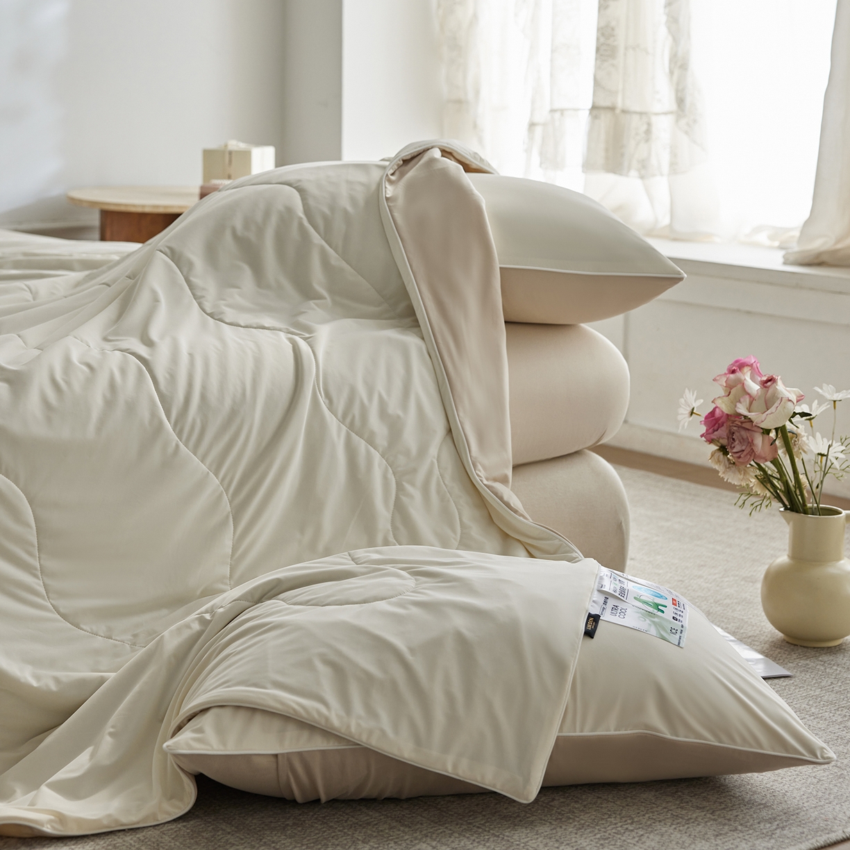 91家纺网 家纺一手货源 找家纺 丽笙被芯 2026新款冷暖深睡控温夏被夏凉被空调被 黎明白