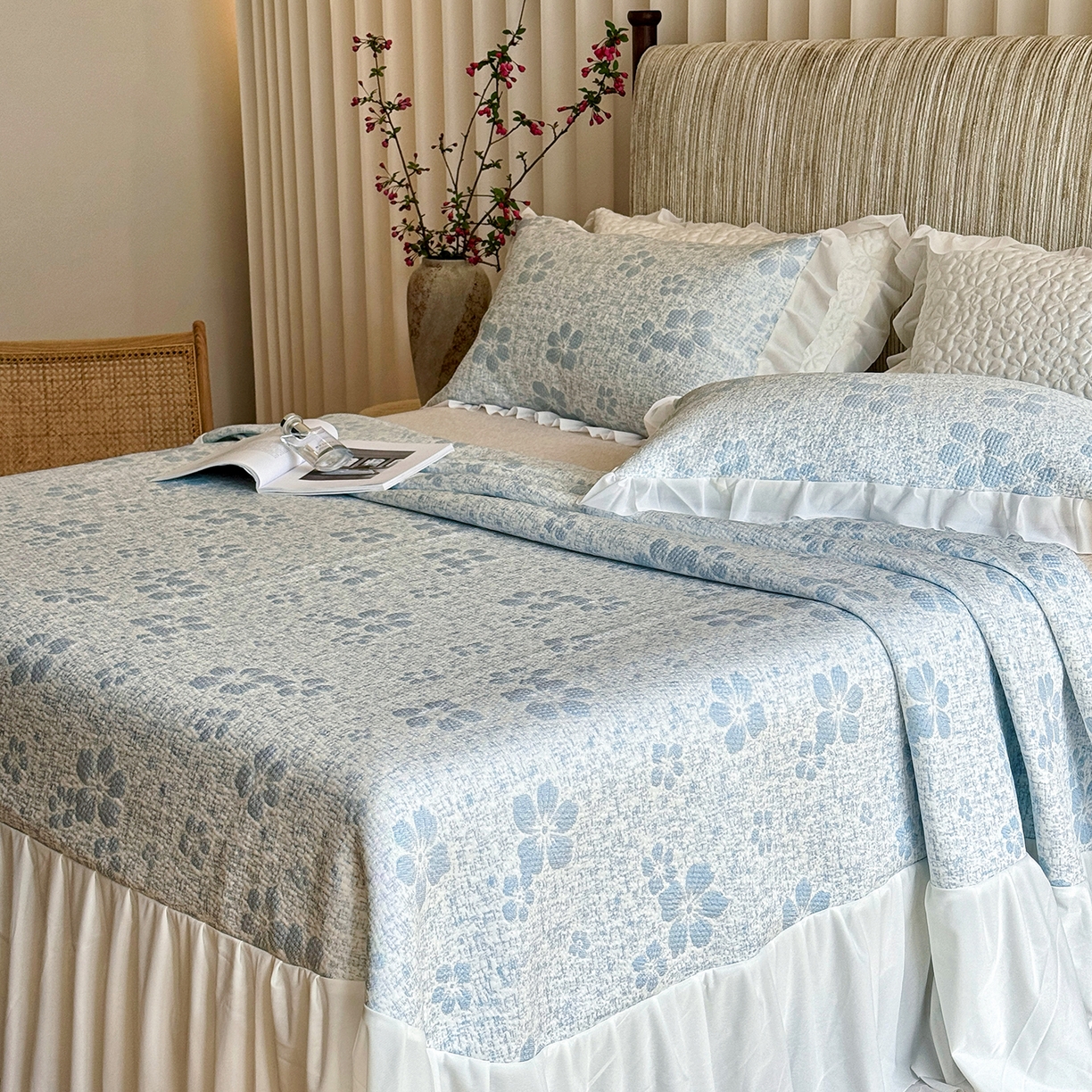 91家纺网 家纺一手货源 找家纺 傲蕾良品 2026新款韩国高分子冰丝软凉席【床裙款】 合集