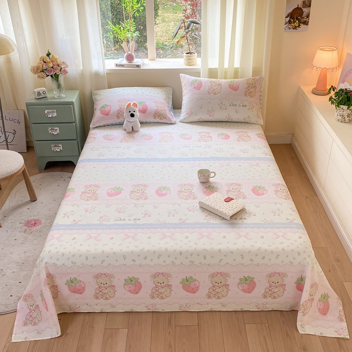 红日子纺织品 2026新款全棉纯棉单床单 妮娜熊