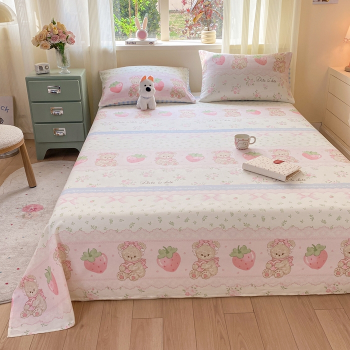 91家纺网 家纺一手货源 找家纺 红日子纺织品 2026新款全棉纯棉单床单 妮娜熊