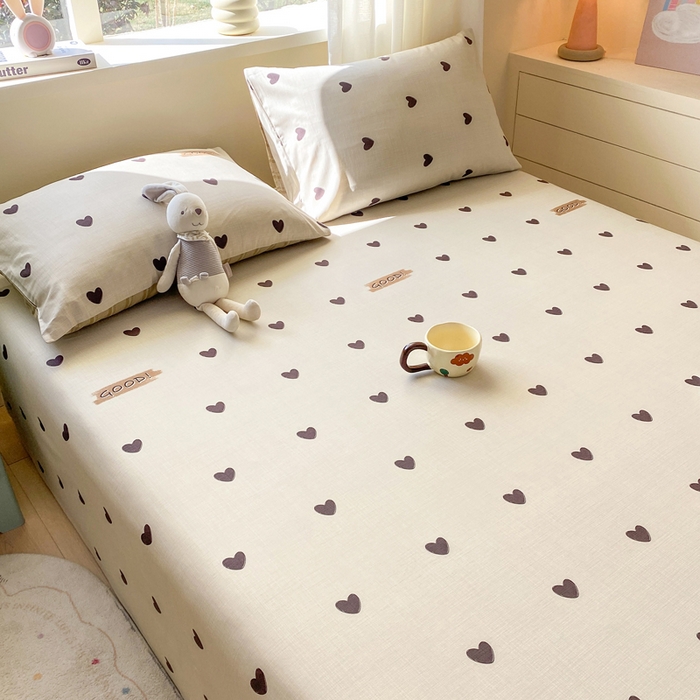 91家纺网 家纺一手货源 找家纺 红日子纺织品 2026新款全棉纯棉单床单 迷你爱心