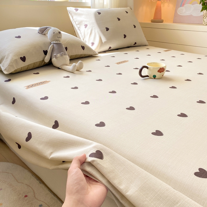 91家纺网 家纺一手货源 找家纺 红日子纺织品 2026新款全棉纯棉单床单 迷你爱心