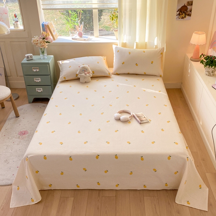 红日子纺织品 2026新款全棉纯棉单床单 柠檬小镇