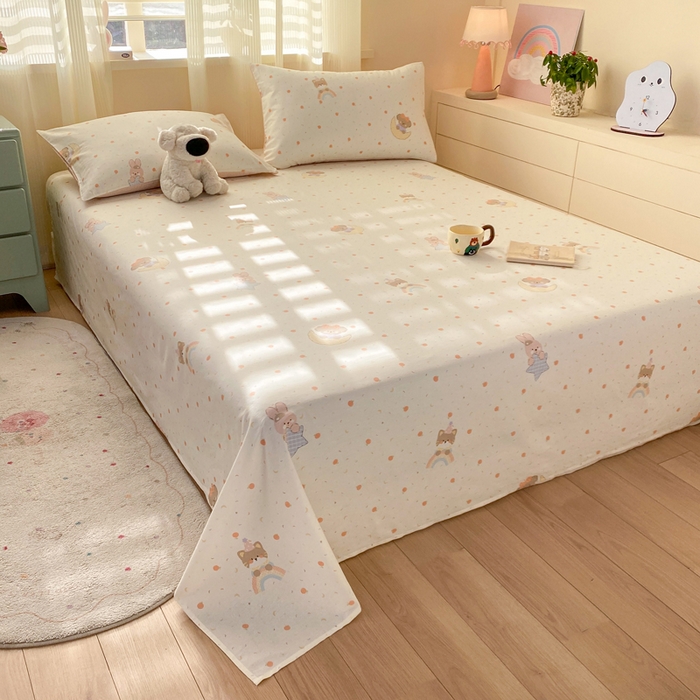 91家纺网 家纺一手货源 找家纺 红日子纺织品 2026新款全棉纯棉单床单 伙伴甜心