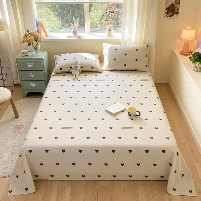 红日子纺织品 2026新款全棉纯棉单床单 迷你爱心